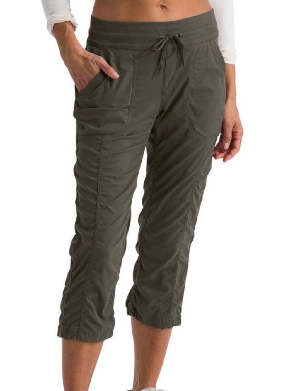 Northface Aphrodite 2.0 taupe green Capri pants active quick dry small